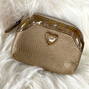 Brighton Tan Crocodile Zip Coin Purse with Heart Detail
